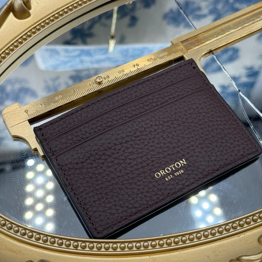 🆕 OROTON 🧿 NWOT Margot Card Sleeve, Brown Bear Leather Cardholder